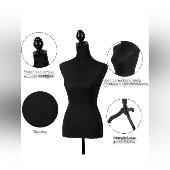 NWT! Female Mannequin Full Torso Stand (Black Wood) Can also be Sewing Mannequin - Picture 2 of 7